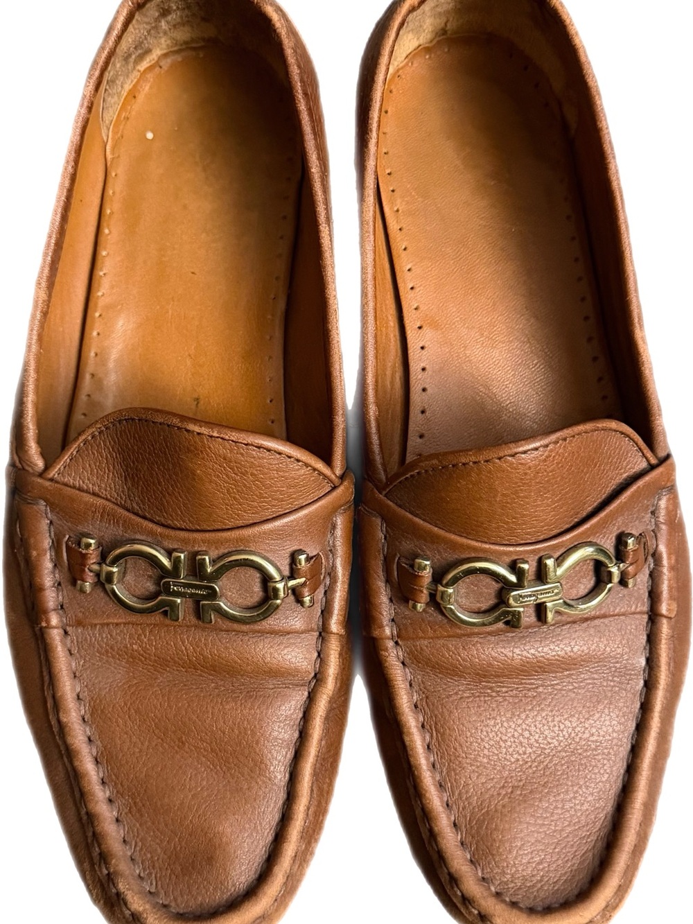 Salvatore Ferragamo Cognac Leather Bit-Detail Loafers